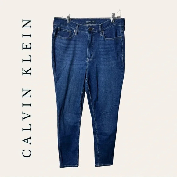 0373. CALVIN KLEIN HIGH RISE SKINNY JEANS MEDIUM WASH‎ BLUE IN COLOR SIZE 12 - Picture 1 of 9